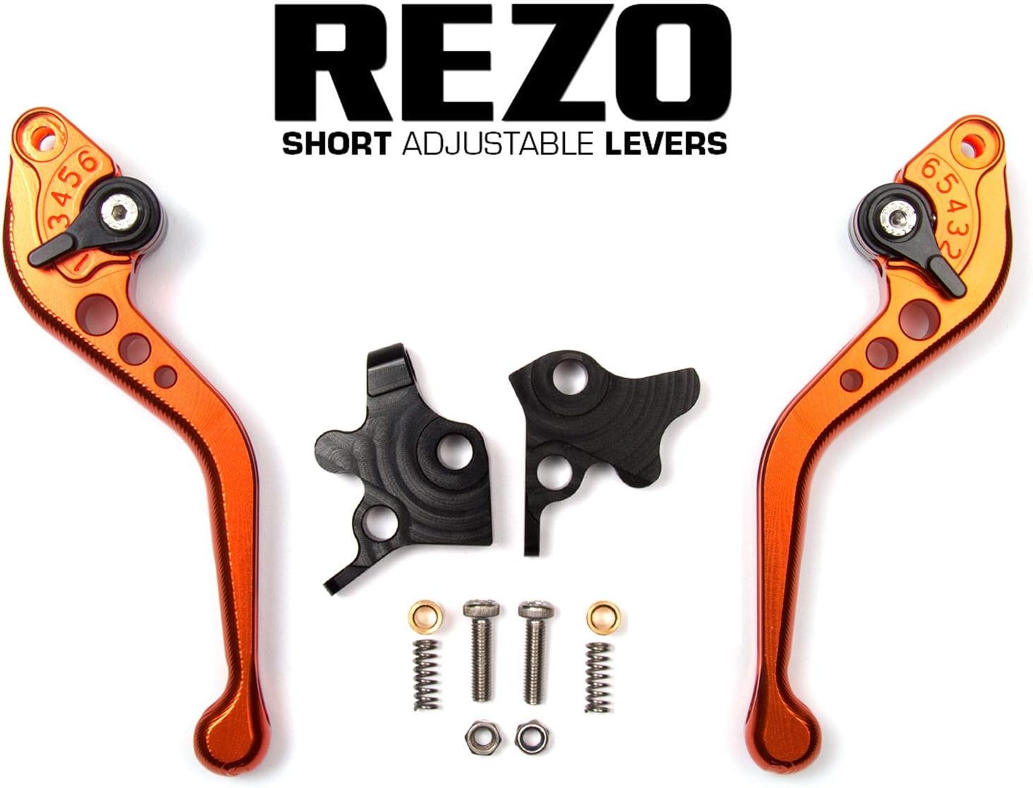 REZO CNC Adjustable Orange Short Motorcycle Levers compatible with 690 SMC / 690 Duke 12-13