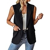 KateModa Womens Sleeveless Blazer Vest Open Front Lightweight Casual Blazer Fashion Work Office Waistcoat Vest with Pockets