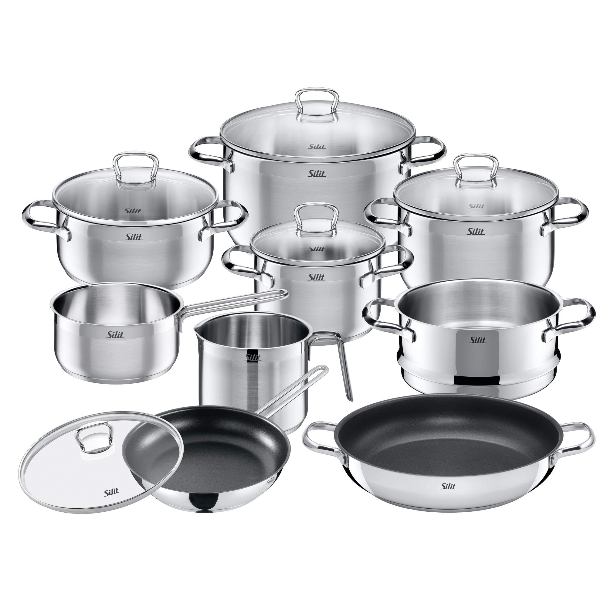 Silit Toskana Glass Lid Pot Set, Silver, 10-Piece