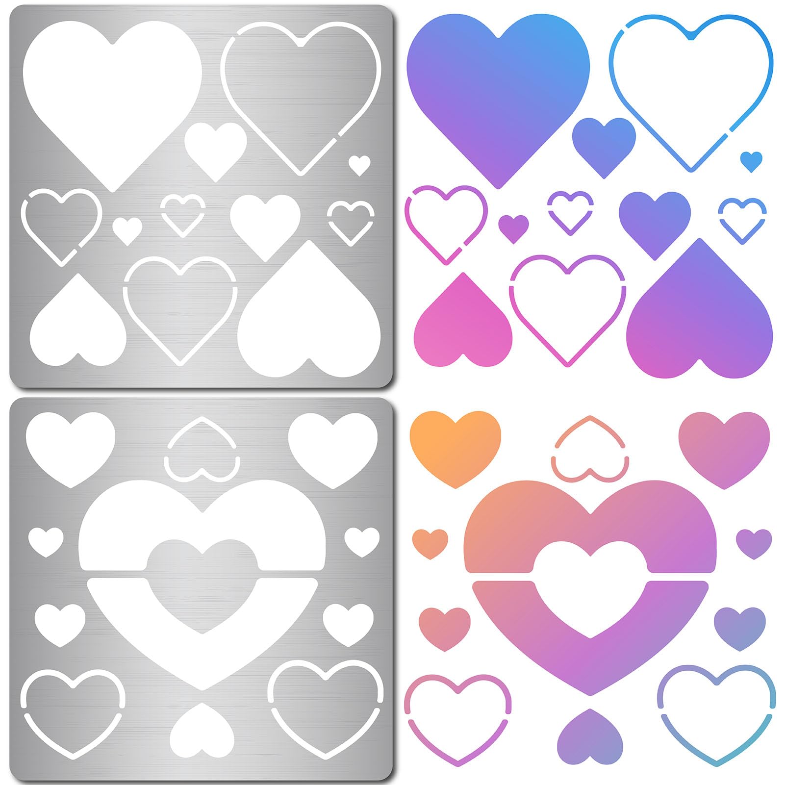 GORGECRAFT 2 Styles Love Heart Metal Stencil Reusable Hearts Stainless Steel Journal Jewelry Shape Template for Making Earrings Wood Burning Scrapbooking Canvas Furniture Pyrography Engraving Crafts