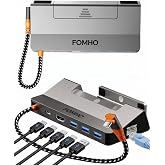 FOMHO Aluminum Alloy Dock Station for Steam Deck (OLED)/ROG Ally/Legion Go/Switch 2/1 &ndash; Magnetic Foldable Base, 4K@60Hz HDMI 2.0, 100W PD, USB 3.0, (Attached USB4 Extension Cable)