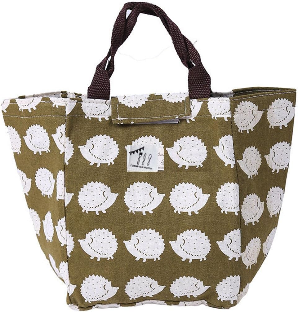 Waterproof Insulated Picnic Lunch Bag Aluminum Foil Insulated Cooler Bag Portable Tote Cooler Canvas Thermal Picnic Food Drinks Holder (Cute Hedgehogs)