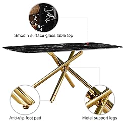 Glass Dining Table for 4 to 6 People with Imitation