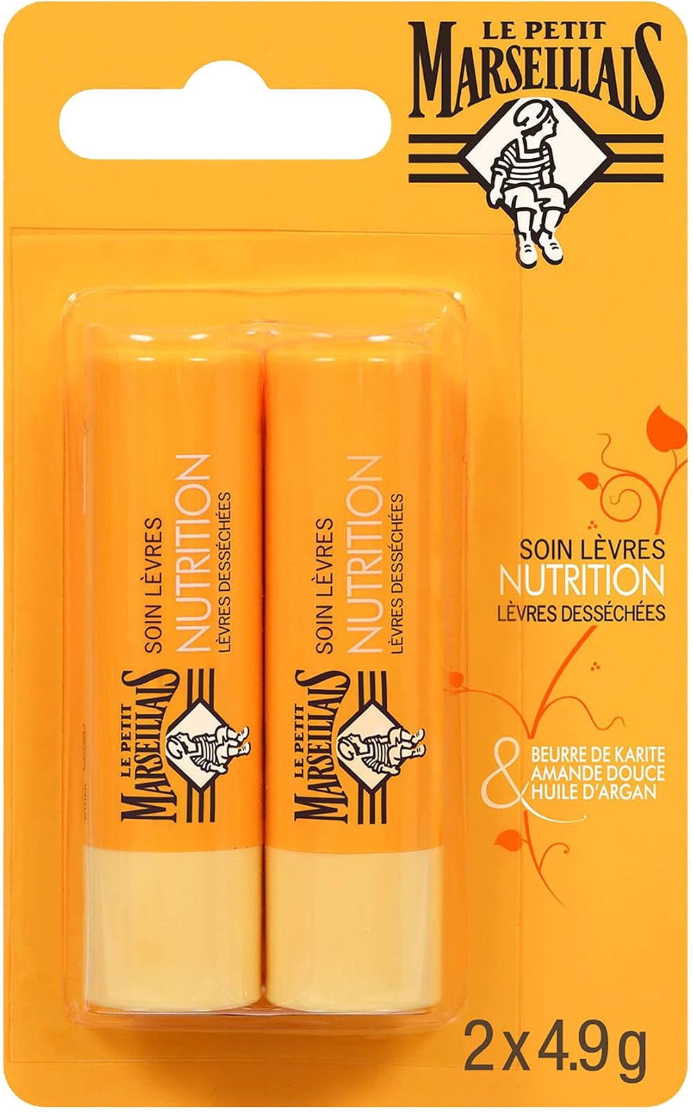 Le Petit Marseillais Lip Balm Shea Butter Almond Argan Oil 2 x 4.9g Made in