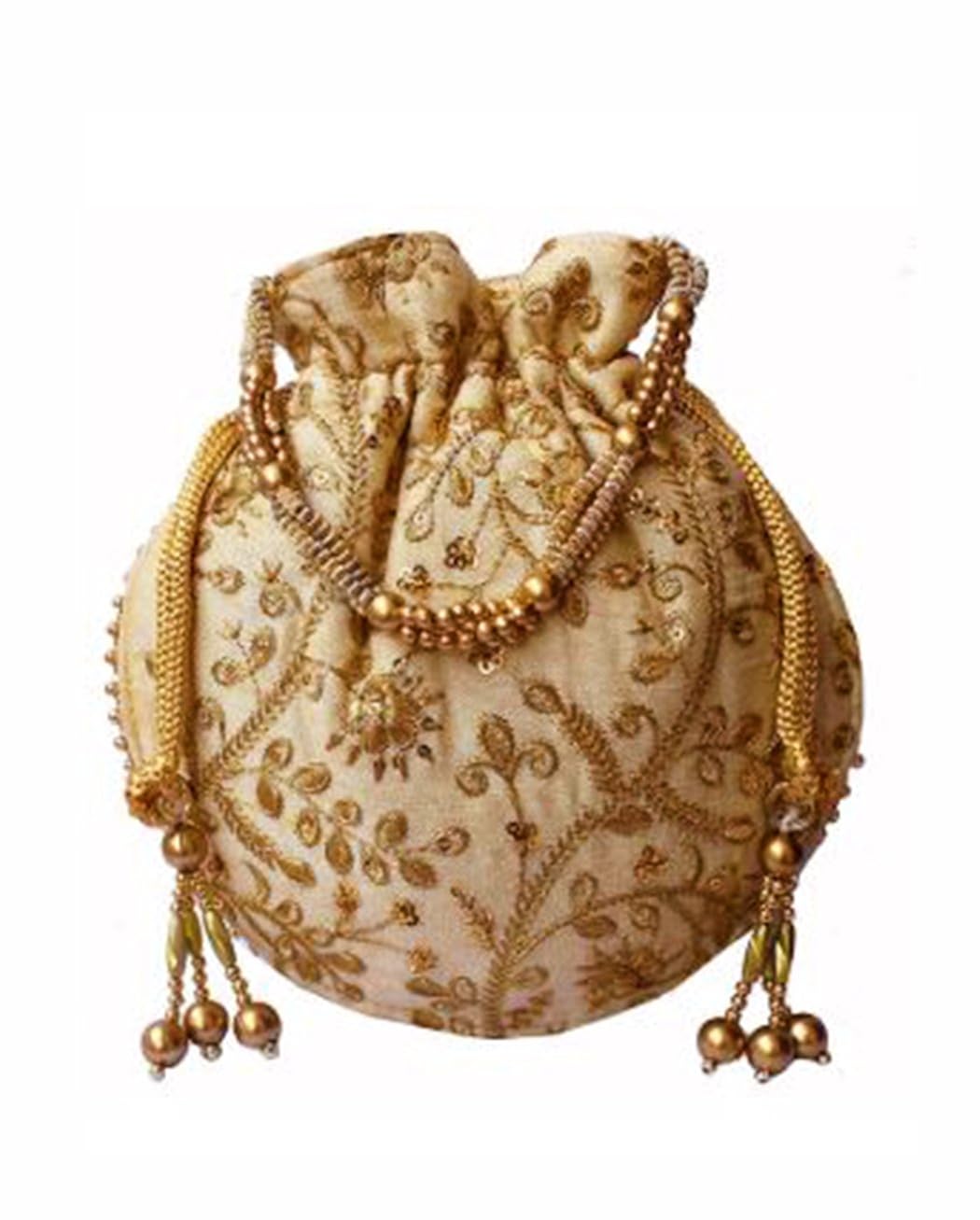 dms retail golden embroidered silk potli bag ethnic clutch batwa bag for women and girls