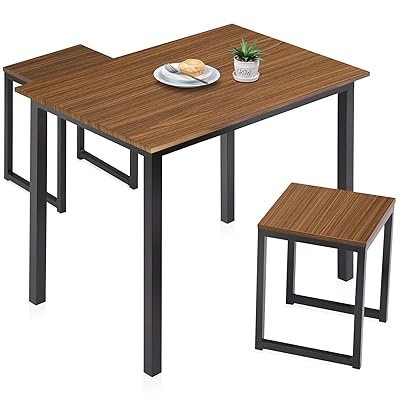 HOMURY Modern 3 Piece Dining Set with Soho Table and Two Stools