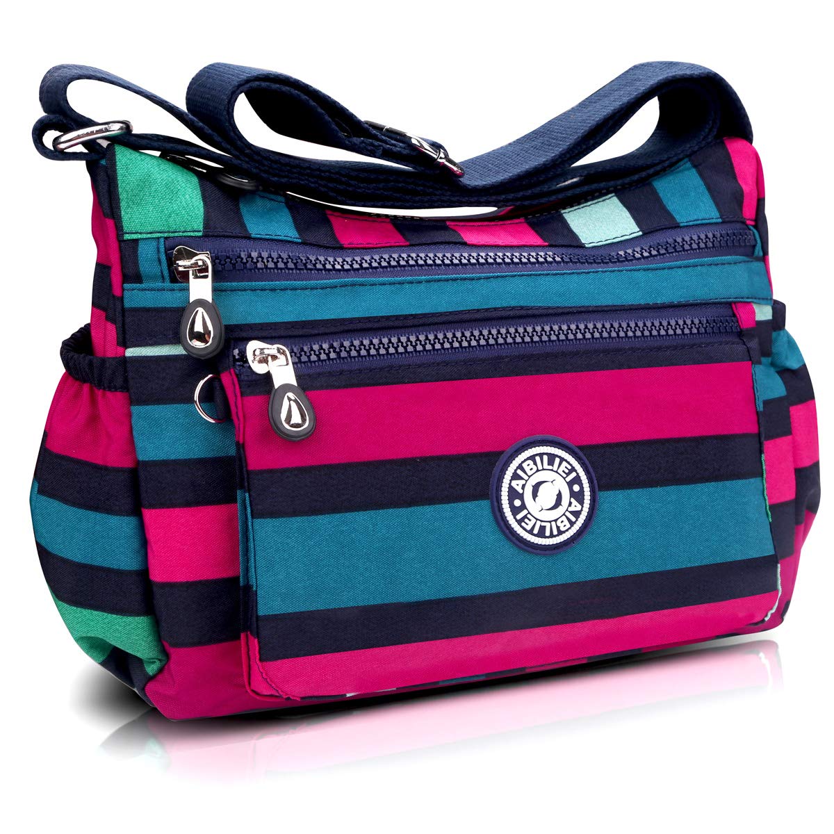 AIBILIEI Crossbody bag for Women Waterproof Nylon Shoulder Bag Daily use handbags Purse Messenger Bag (2-Rainbow stripes) ﻿