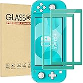Jngnpn 2-Pack Green Border Tempered Glass Screen Protector for Switch Lite Model 2019 [5.5 Inch]，HD Clear, Anti Scratch, Anti-Fingerprint, Shatterproof，Bubble Free, 9H Hardness, Ultra Thin