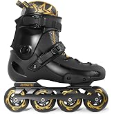 FLYDAZZLE Men's Inline Skates for Urban Freeride Skating - ABEC-9 Bearings, High-Impact PP Shell Ankle Support, All-Weather Buckle