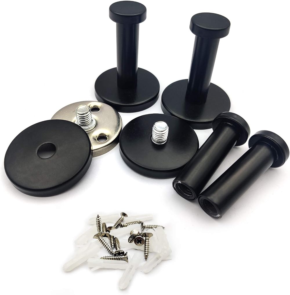HAOCHEN 4 Black Stainless Steel Round Concealed Wall Hooks Heavy Duty for