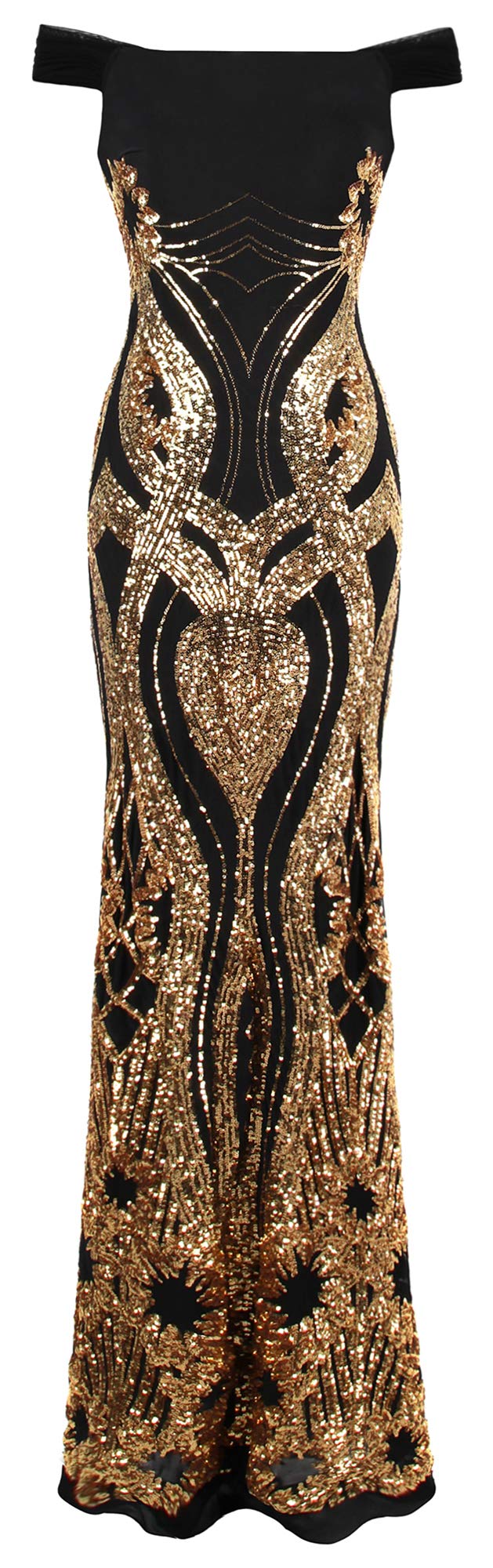 Angel-fashions-Womens-Off-Shoulder-Gold-Floral-Pattern-Sequins-Column-Sheath-Evening-Gown-XXLarge
