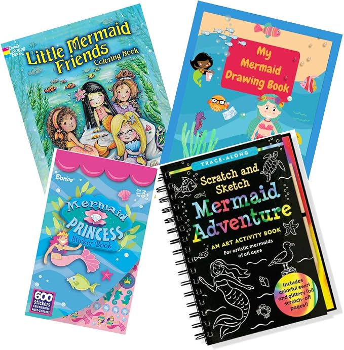 Creative Kids Toys Mermaid Adventure Scratch And Sketch Book Deluxe Art Journal Set With Mermaid Scratch Art Book Mermaid Drawing Book Mermaid Stickers And Mermaid Coloring Book Toys Games Amazon