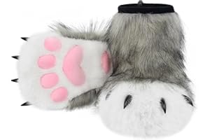 HAOAN Furry Animal Paw Slippers Fuzzy Boots Cat Fox Wolf Bear Claw Shoes Halloween Cosplay Costume Accessories