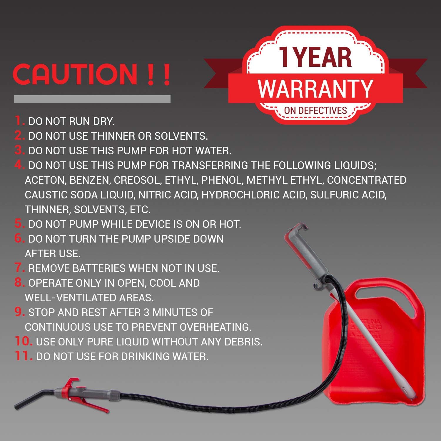 TERA PUMP Multi-Purpose Battery Powered Fuel Liquid Transfer Pump with Quick Stop Flow Control: Automotive