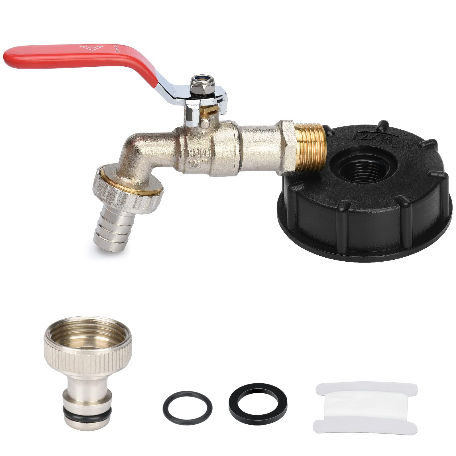 oumuik Water Tap with IBC Tank Adapter 1/2 '' Thread Connector/Fittings Brass