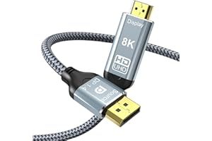 2M DisplayPort to HDMI 8K Cable, 8K@60Hz 4K@120Hz Uni-Directional DP1.4 (Source) to HDMI 2.1(Display),DP to HDMI Compatible H