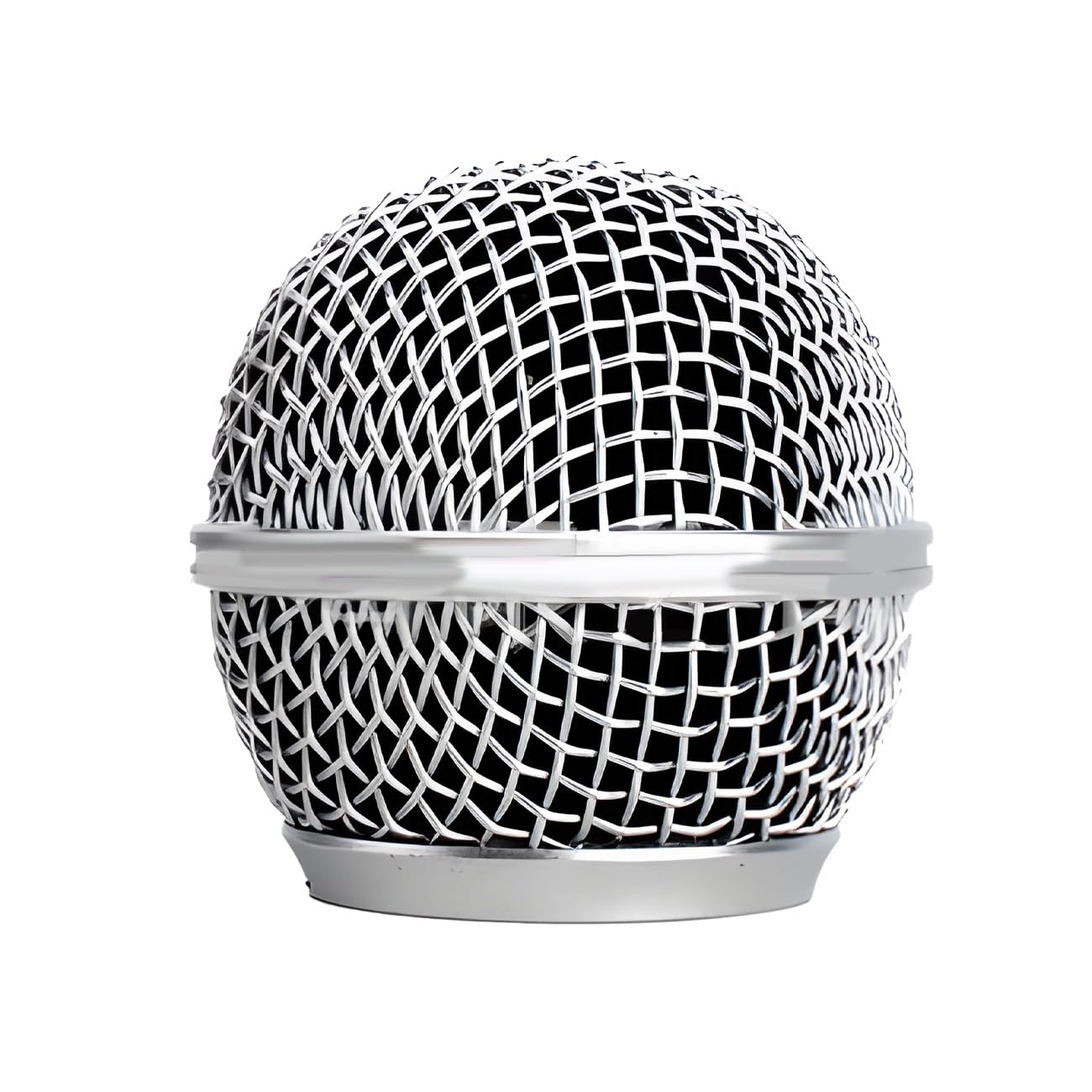 Microphone Head Replace, Steel Mesh Mic Grille Heads, Grille Mic Ball Replacement with Inner Foam, Fits for Shure SM58 (Silver, 1PCS)