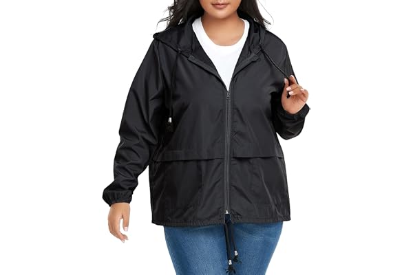 Zando Plus Size Rain Jackets for Women Raincoats for Women with Hood Packable Rain Coats Lightweight Outdoor Windbreaker