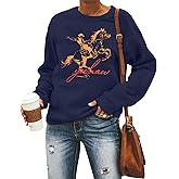 FASHGL Western Sweatshirts for Women Rodeo Cowgirl Sweatshirt Vintage Cowboy Graphic Shirts Country Concert Long Sleeve Shirt