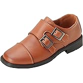 Josmo Boys Dress Shoes - Hook and Loop Double Monk Strap Cap Toe Oxford Loafers (Sizes 7-10 Toddler/Sizes 11-12 Little Kid)