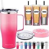 Universal Iced Coffee Sleeve with Handle - Insulated Double Wall Reusable Stainless Steel Holder Insulator for Cold Drinks Fits Small Medium Large To Go Cups Gifts for Men Women Him Her (Sakura)