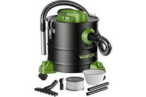VANPORE Ash Vacuum Cleaner 5.2 Gallon with 1200w Suction Power&Wheeled Base, Ash Vacuum for Pellet Stoves, Fireplaces, Grill, Wood Stove, Fire Pits,Green