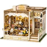 Roroom DIY Miniature House Kit, Vintage Jewelry Boutique Dollhouse Kit | Wooden 3D Puzzles for Adults with LED, Bookshelf, Desk and Bedside Room Decor, Relaxing Craft Project, Creative Gift