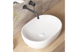 Bathroom Vessel Sinks, OCEALAGOON 19 x 14 Oval Bathroom Sink Bowls Above Counter, Porcelain Ceramic White Vessel Sink for Bathroom, Modern Countertop Sink, Vanity Sink Lavatory Art Wash Basin