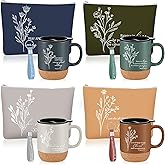 Baderke 12 Pcs Valentine Christian Gifts Set 13.5 oz Coffee Mug Cup Bible Verse Makeup Bag with Keychain Religious Church Clergy Appreciation Gifts for Pastor Nurse Women Wife Employee Sunday(Neutral)