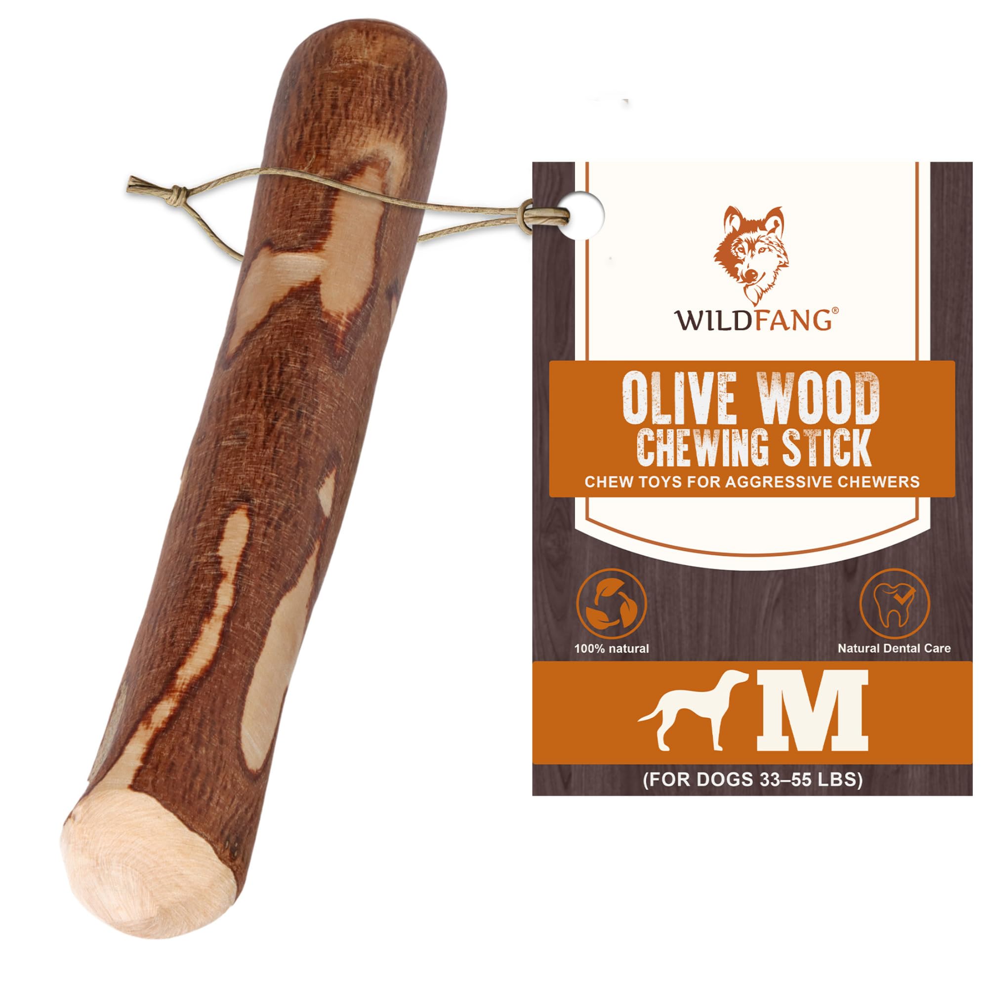 Wildfang® Olive Wood Dog Chew, Medium- Tough Dog Chew Toys for Aggressive Chewers, Puppy Chews Sticks for Teething, Training for Chewing Muscles, Olive Sticks for Dogs (15-25kg)