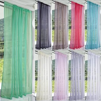 Amazon De Lucy Pastell Grun Gewebt Voile Schlitz Oben Vorhang