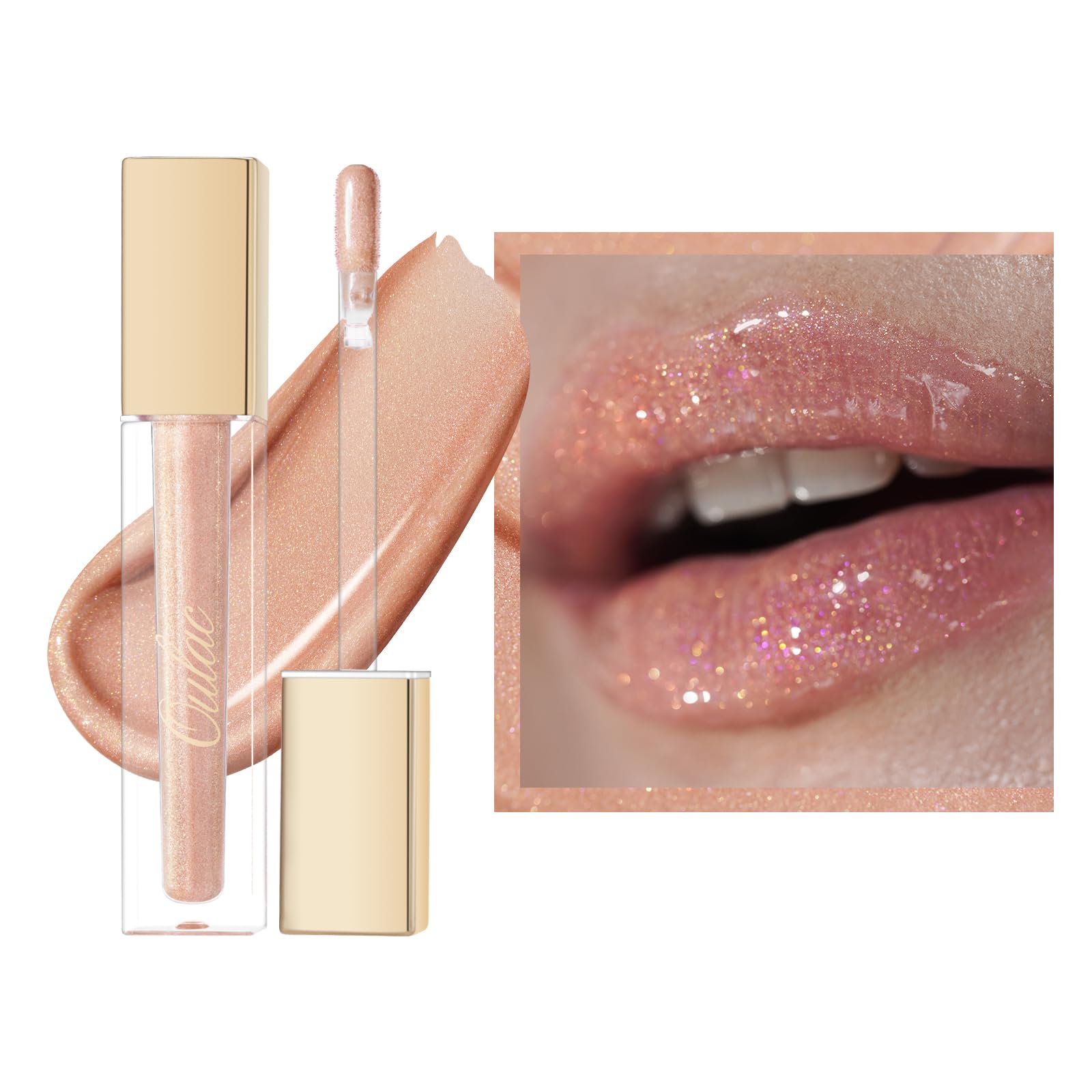 Oulac Nude Lip Gloss High-shine Moisturizing Lip Gloss Oil Colorful Shade Liquid Lipstick Non-sticky Cup Glitter lipstick Lip Tint Reduce Fine Lines Lip Glaze For Dry Lip C17