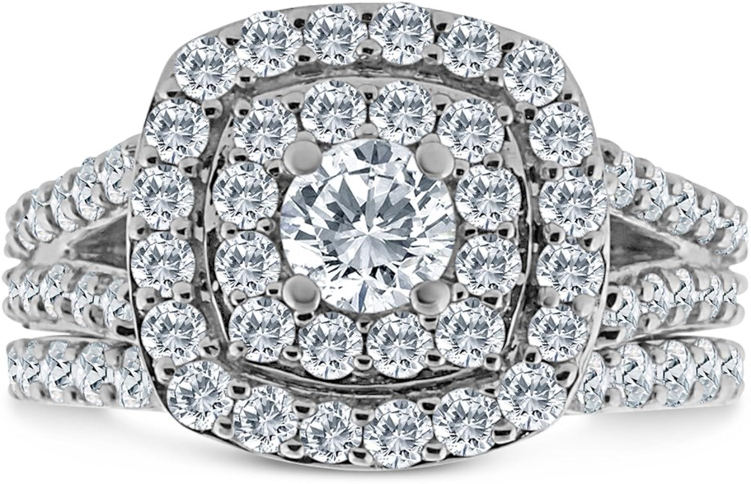 Amazon.com: 2.00ct Cushion Halo Diamond Engagement Wedding Ring Set 10K