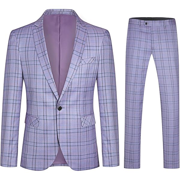 Abruzzomaster Plaid Suit Men Suits Purple Check Jacket for Wedding