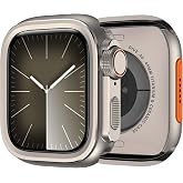 ZZDZZ 2 in 1 Rugged Case Compatible with Apple Watch Series 9 8 7 45mm, [Turn 45mm into Ultra] Metal Thin Frame Bumper Case with Back Cover for iWatch 45mm, Titanium