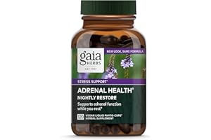 Gaia Herbs Adrenal Health Nightly Restore - Herbal Supplement with Ashwagandha, Magnolia Bark, Cordyceps, Lemon Balm & More* - 120 Vegan Liquid Phyto-Capsules (60 Servings)