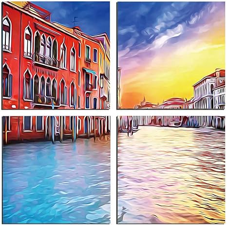 Amazon Abstract 絵画 アートパネル アートフレーム 歴史的な建物で有名なヨーロッパの魔法のベニス運河 30x30cm イタリアの装飾 絵画 ポスター 装飾 インテリア 壁アート 贈り物 アートフレーム ポスター オンライン通販