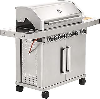Dehner Gasgrill Lancaster 600, ca. 157 x 116 x 60 cm, Edelstahl, silber