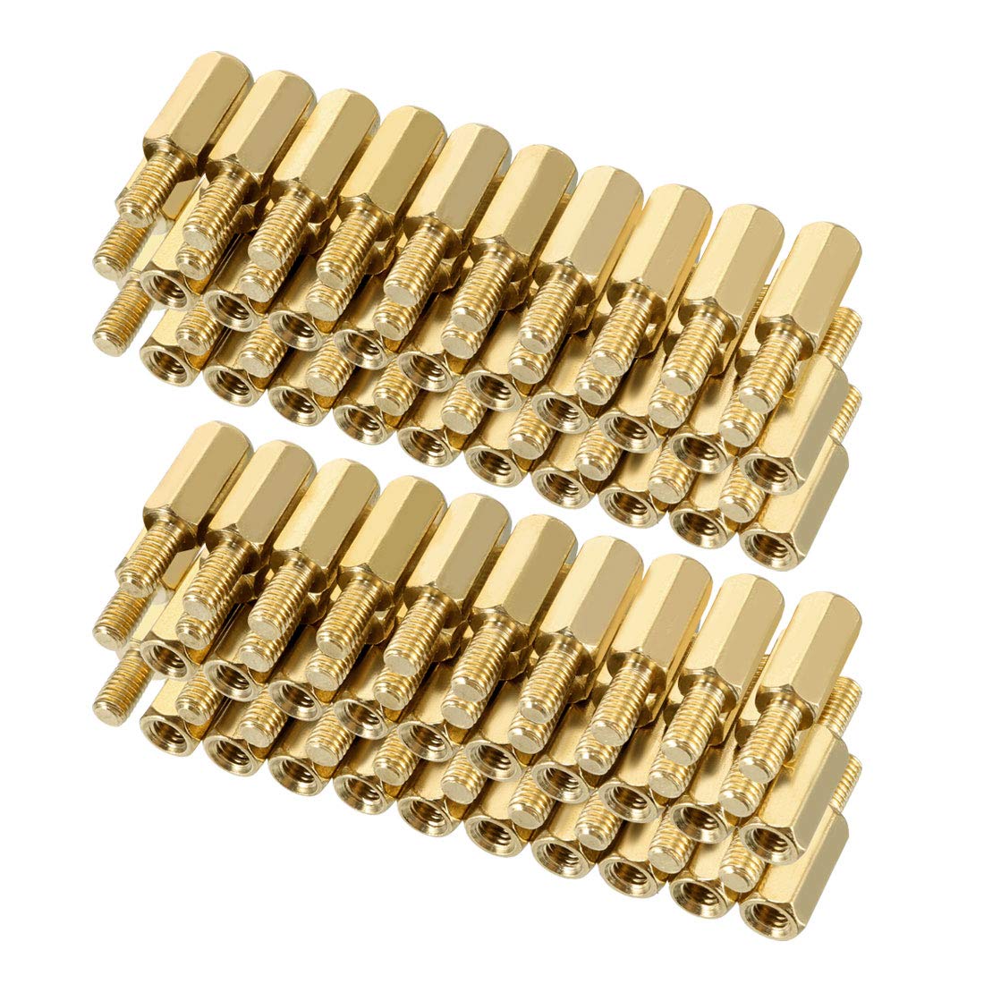 sourcing map 100pcs M3 13+6mm Female Male Thread Brass Hex Standoff Spacer Screws PCB Pillar