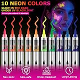 AOOWU Glow in The Dark Face Paint Pens 10 Colors UV Neon Kit view 2