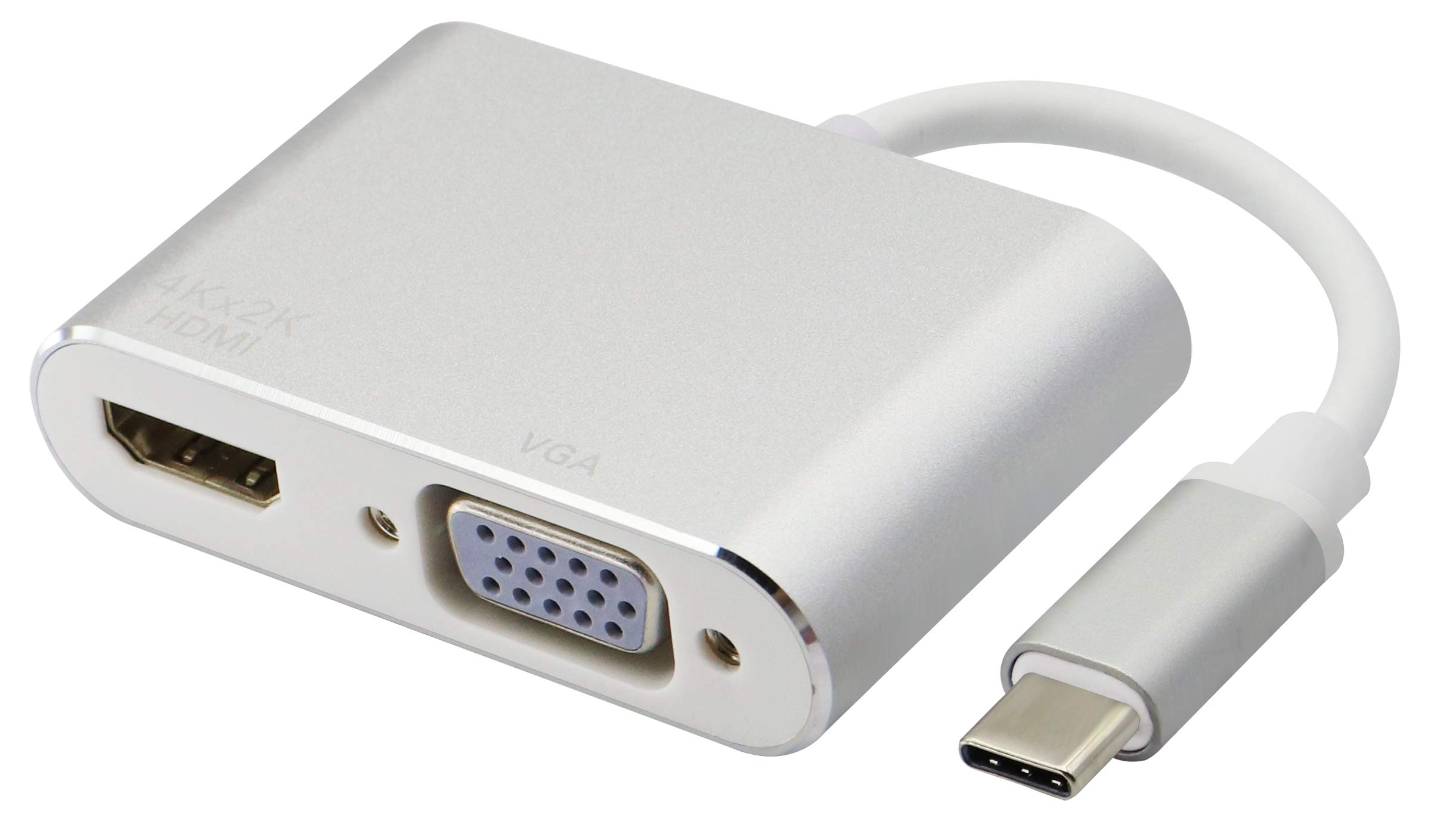 AAOTOKK USB C to HDMI+VGA Adapter,4K & VGA 1080P Converter Cable,2 in 1 4K UHD Dual Screen Display for MacBook Pro 2019 2018, Samsung,Note8,HUAWEI Mate 10 (15cm/6inch)(VGA+HDMI)