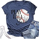 Baseball Mom T-Shirt Women Funny Cool Baseball Shirts Short Sleeve Graphic Tee Summer Tops Loose Casual