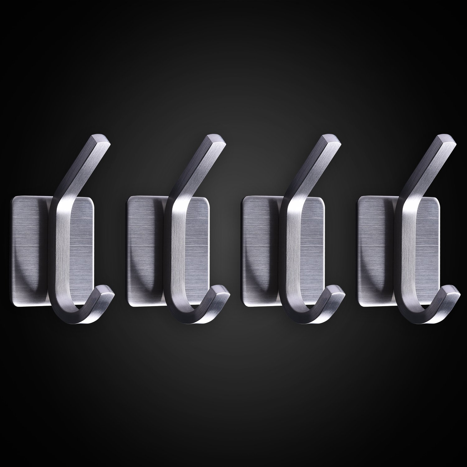 Taozun Coat Robe Hook 3M Self Adhesive Towel Hooks Bathroom SUS304 Stainless Steel Brushed 4 Pack