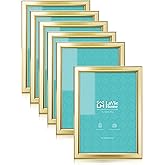 LaVie Home 5x7 Picture Frames (6 Pc, Gold) Simple Designed Photo Frame with High Definition Glass for Wall Mount & Table Top Display, Set of 6 Classic Collection