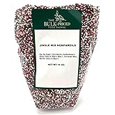 Christmas Jingle Mix Nonpareils, Red, Green and White Sprinkles, Bulk Size (1lb. Resealable Zip Lock Stand Up Bag)
