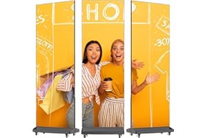 RIXZSIW 80 Inch LED Digital Signage Display, Foldable Seamless Stitching Kiosk, P1.86 GOB LED Screen Poster with Flight Case, Commercial Advertising Display for Events, Rentals and Weddings (Black, 1 Unit)