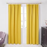 Deconovo Blackout Curtains 2 Panels 140x260 Pencil Pleat Rod Pocket Yellow view 4