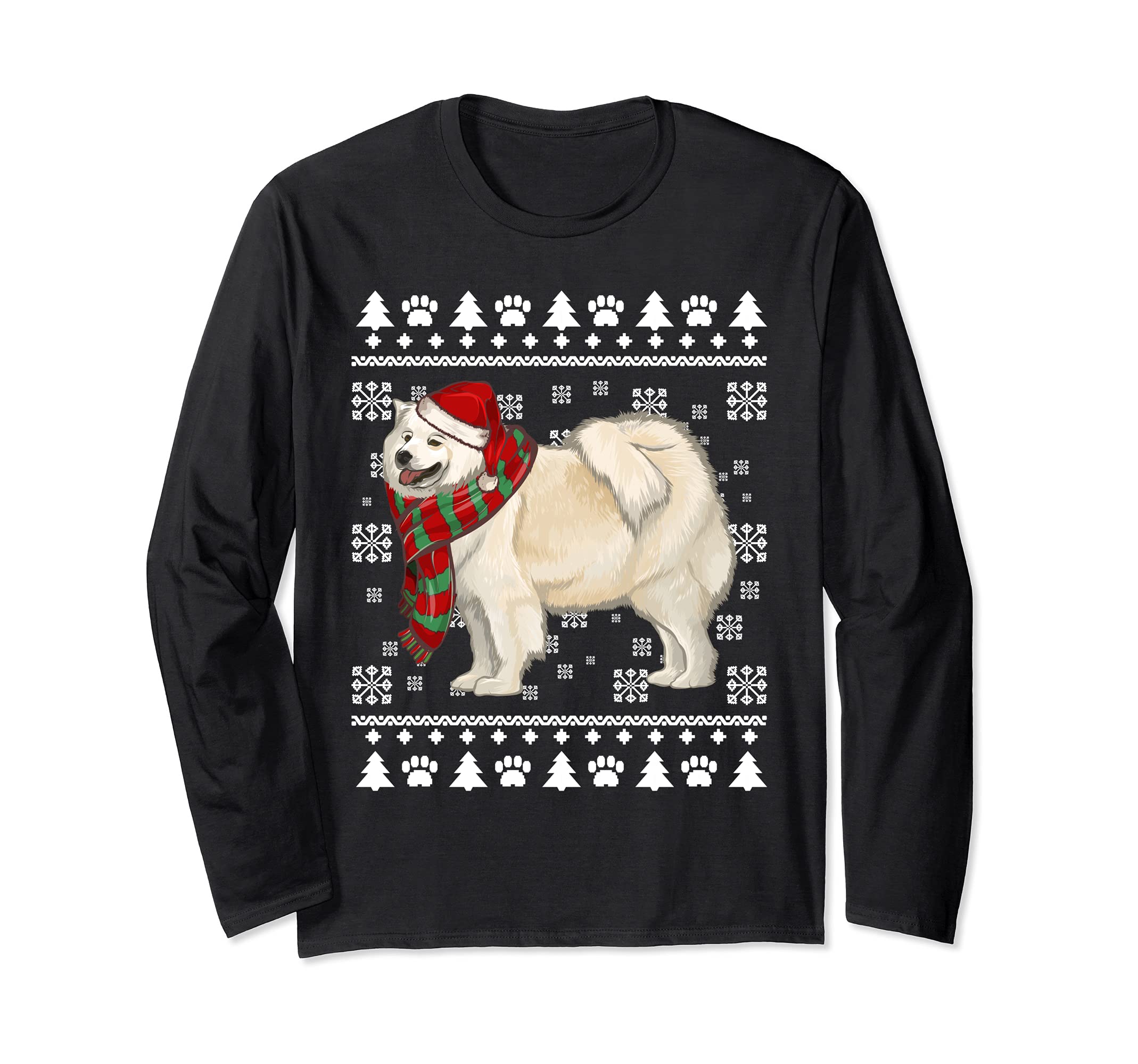 Samoyed Dog Santa Hat Xmas Ugly Christmas Long Sleeve T-Shirt
