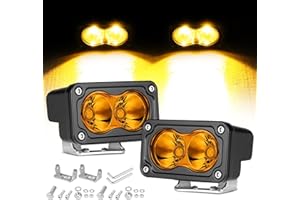 Rfroad Lighting Amber LED Pods, 3 Inch 40W Fog Lights Spot Beam Chase Light Small LED Pods Lights Auxilary Light for Motorcycle Truck UTV SUV ATV Dirt Bike Boat-2 Packs