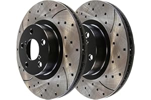 AUTO SHACK AutoShack Front Drilled Slotted Brake Rotors Black Pair of 2 Driver and Passenger Side Replacement for Lexus ES300 2002-2006 Toyota Camry 2004-2008 Solara 2004-2010 Sienna 2005-2007 Avalon PR41316LR